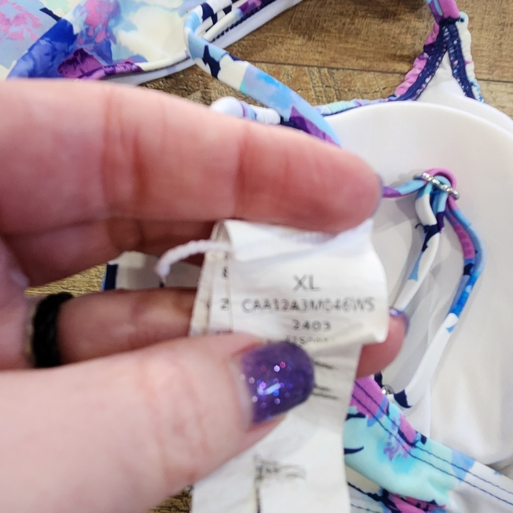 Cupshe Pink Purple Blue Floral Bikini Set - Picture 3 of 4